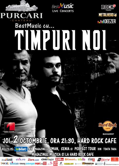 Concert Timpuri Noi in Hard Rock Cafe pe 2 octombrie